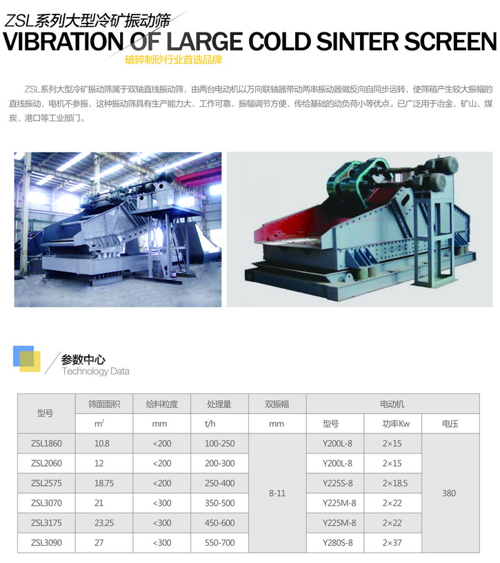 ZSL系列大型冷礦振動篩